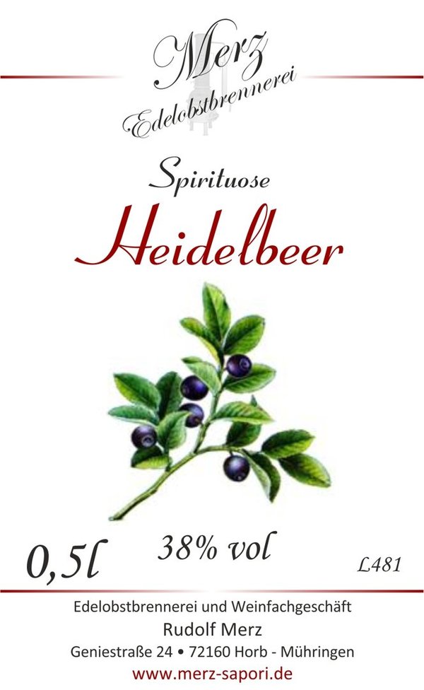 Heidelbeer Spirituose 38% vol